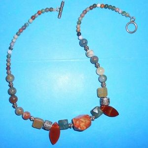 Handmade unique necklace SS and stone beads